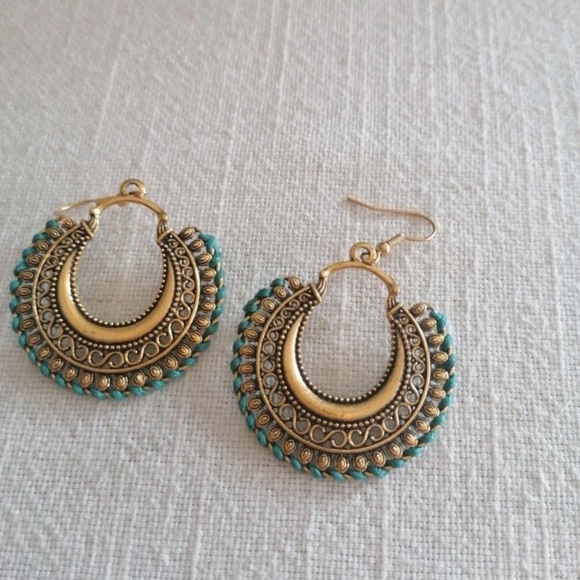 Sphere Carved Metal Statement Earrings Bohemian Vibe - Picture 10 of 13